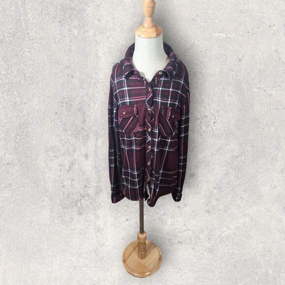Passport Marisol Roll Tab Long Sleeve Plaid Shirt Size 7 - Picture 2 of 6